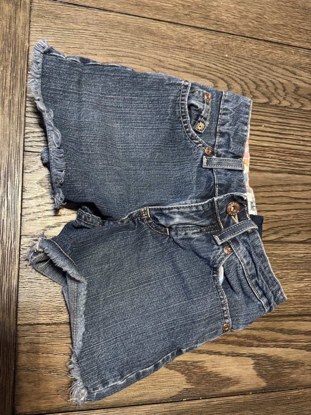Riders by Lee Girls Dark Blue Denim Frayed Hem Shorts